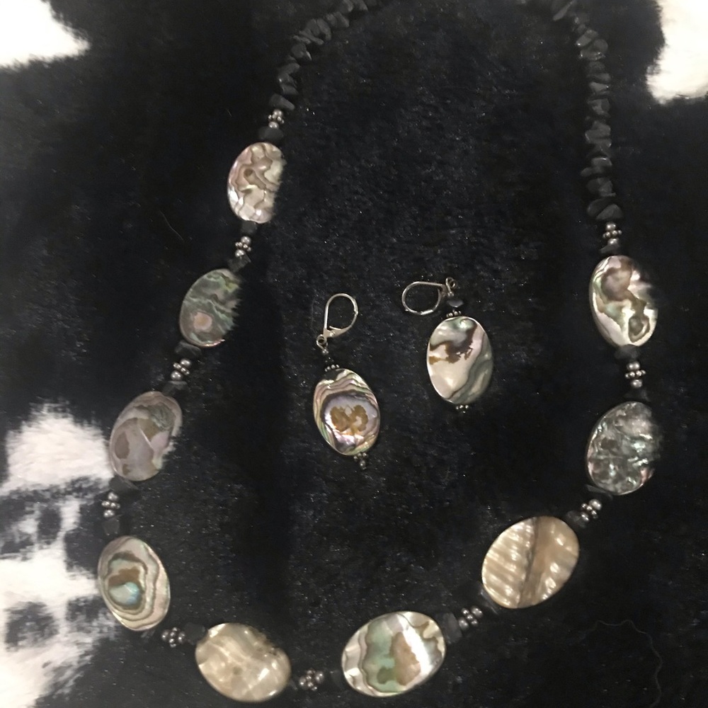 Abalone Shell Reversible Necklace And Earrings - image 2